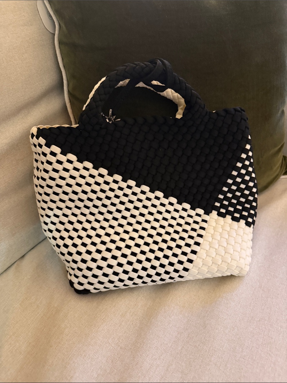 Nordstrom Black and White Woven Tote